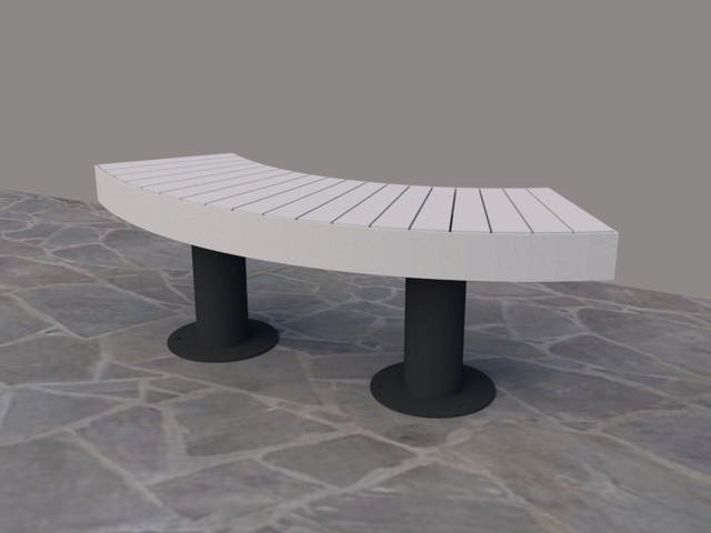 Elements bänk svängd med ryggstöd utsida fristående/bultbar