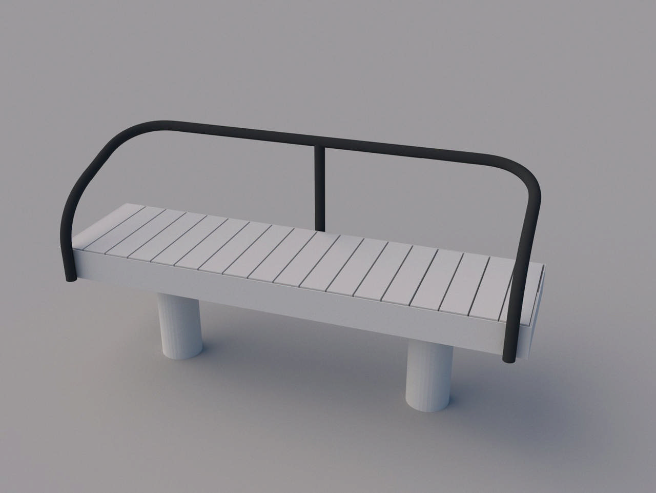 Elements bänk rak med ryggstöd fristående/bultbar